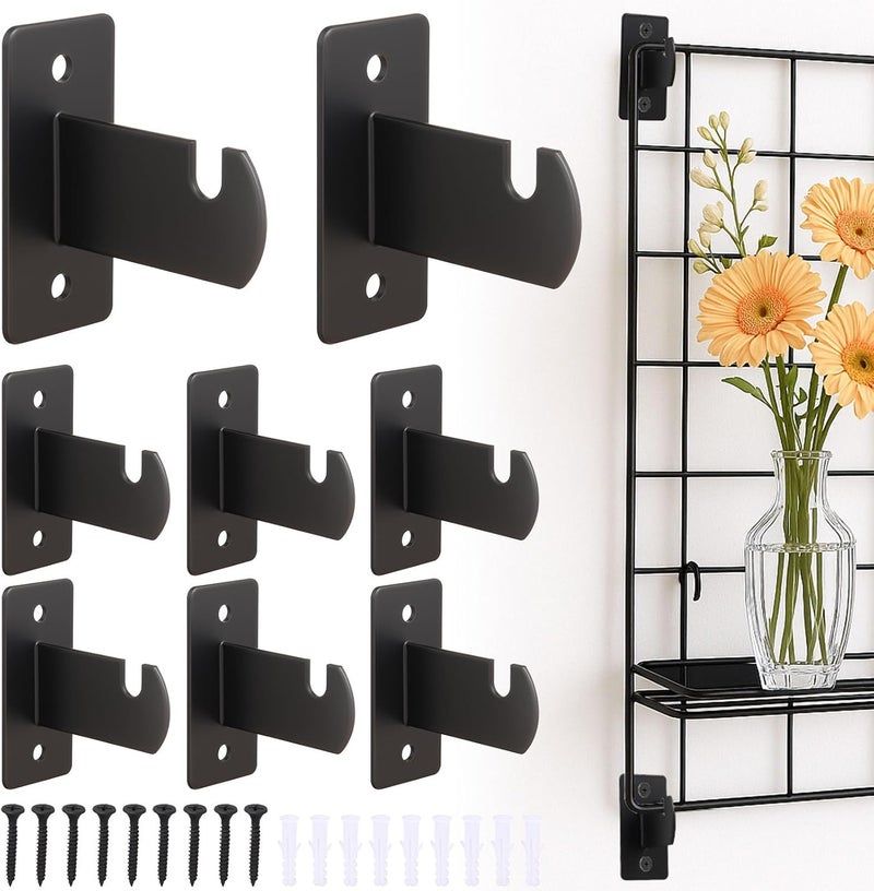 Alffun 8 Pcs Gridwall Mount Brackets, Metal Grid Wall Panel Display Hooks with Screws, Space Saving Grid Hangers for Shop Home Garages Office Organization - Image 1